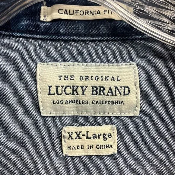 Lucky brand “California fit” camouflage denim pocket button up XXL #701 - Picture 8 of 9